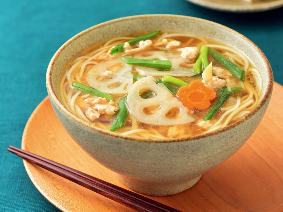 蓮根とひき肉のあんかけ温麺(うーめん)