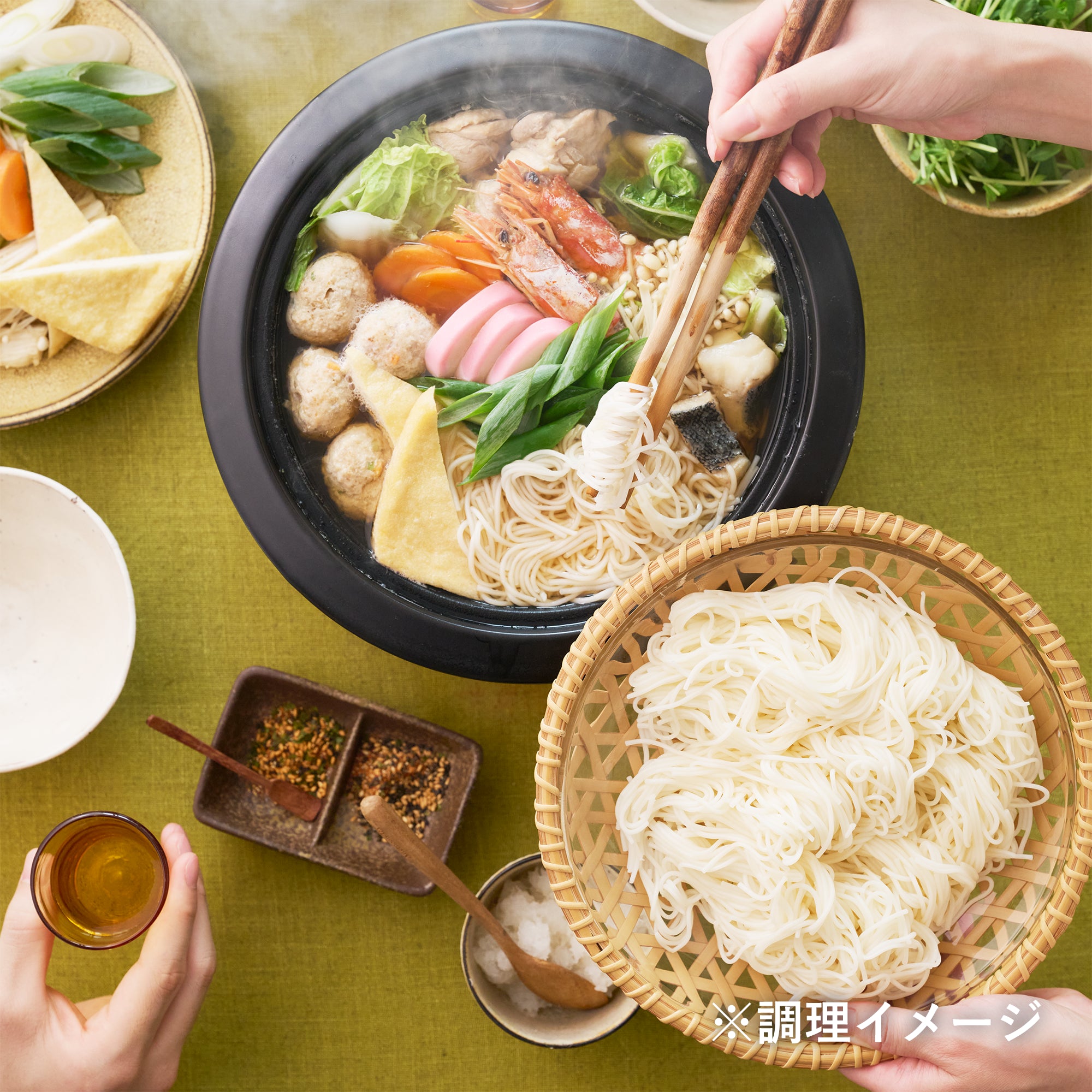 自家製手延温麺 3束×12袋 調理イメージ